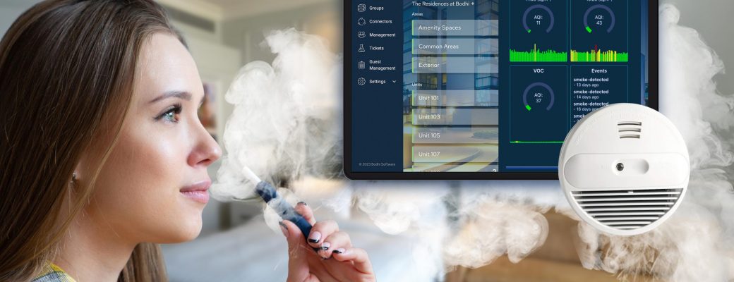 No matter how clearly you post the rules, guest may smoke or vape in your guestroom or rental unit. Now there’s a better way: Bodhi and a smoke/vape sensor.