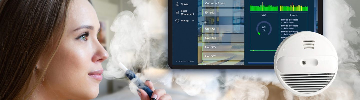 No matter how clearly you post the rules, guest may smoke or vape in your guestroom or rental unit. Now there’s a better way: Bodhi and a smoke/vape sensor.